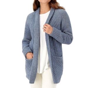 BN Barefoot Dreams Blue Mirage Cozychic Directional Ribbed Cardi